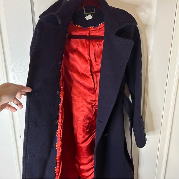 J. Crew Navy Blue Belted Double Breasted Peacoat - Picture 4 of 9